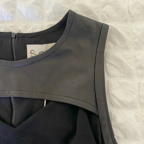 Sea New York wool leather trim ruched mini dress - Picture 3 of 11